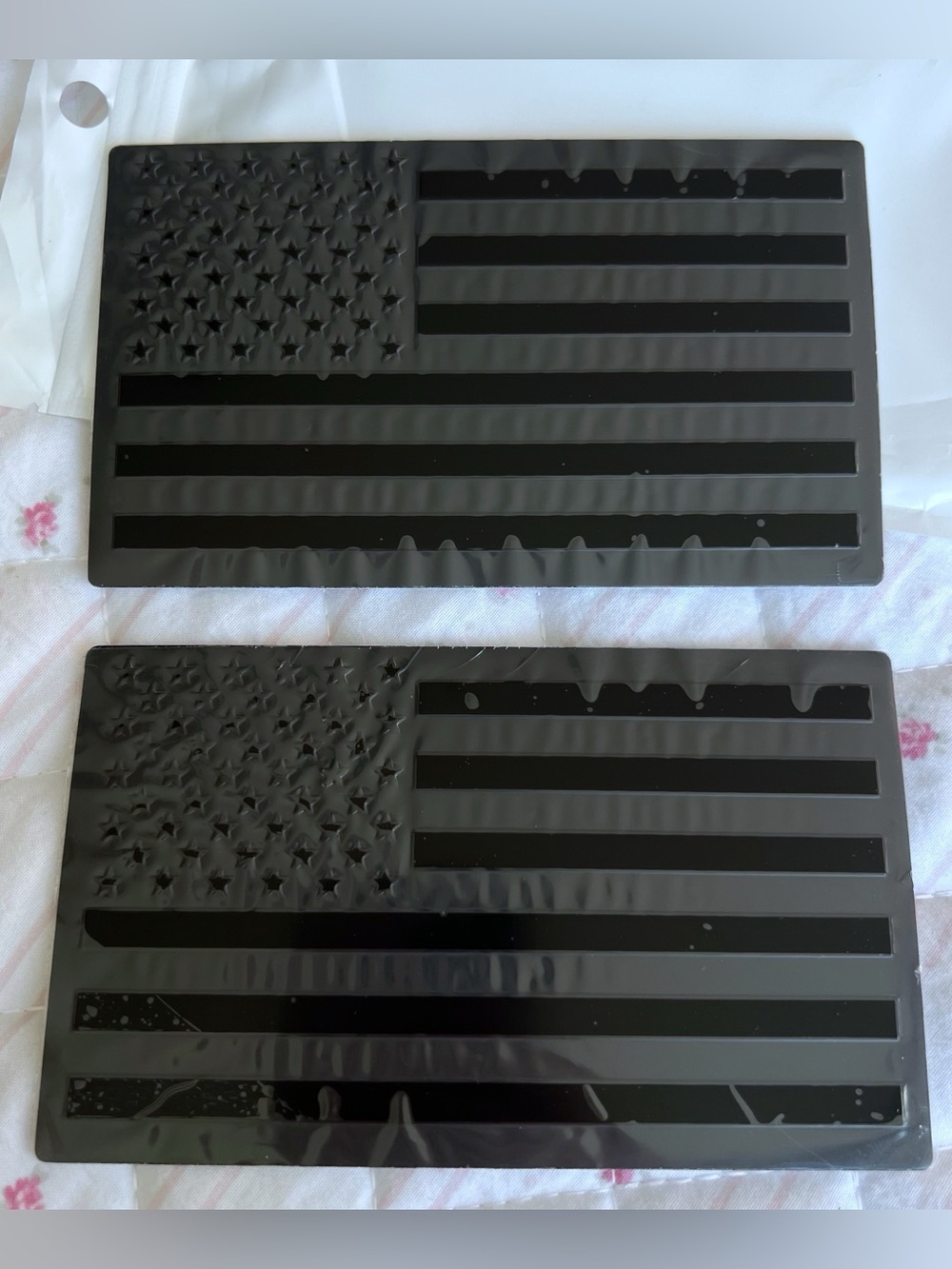 2Pcs Black 3D American Flag Car Decal Stickers Matte Glossy All Black Truck Set